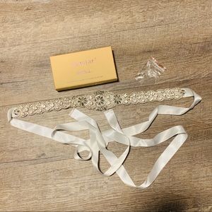Rhinestone belt on white ribbon